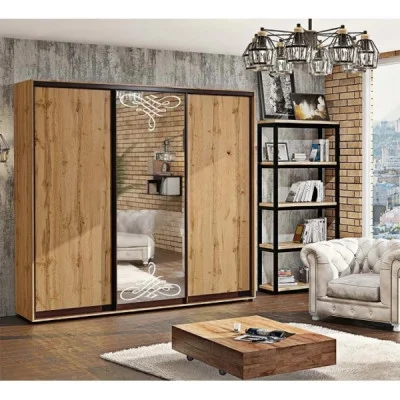 Wardrobe 2.7 m "chipboard" three-door with mirror